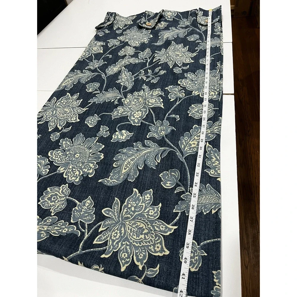 Waverly Home Classics Blue Indigo Indian Print Euc 84 X 42  Cotton Two Panels